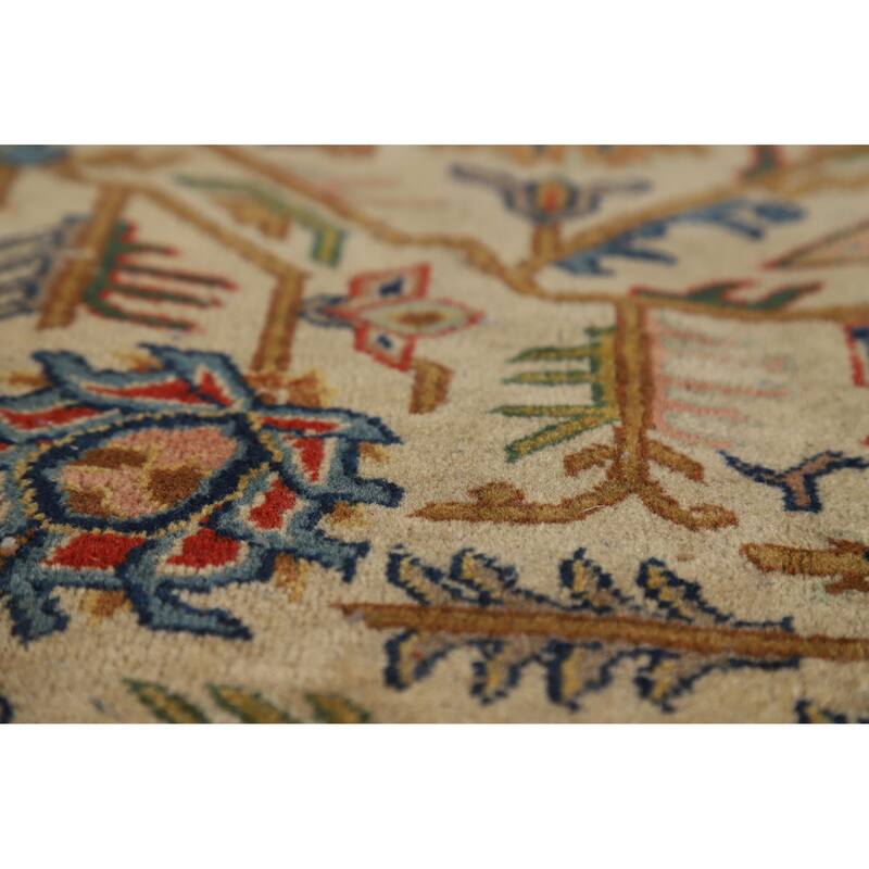 Hand Knotted Oriental 100% Wool Carpet Traditional Medallion Beige & Ivories Yazd Area Rug - 10' 7'' X 6' 10''