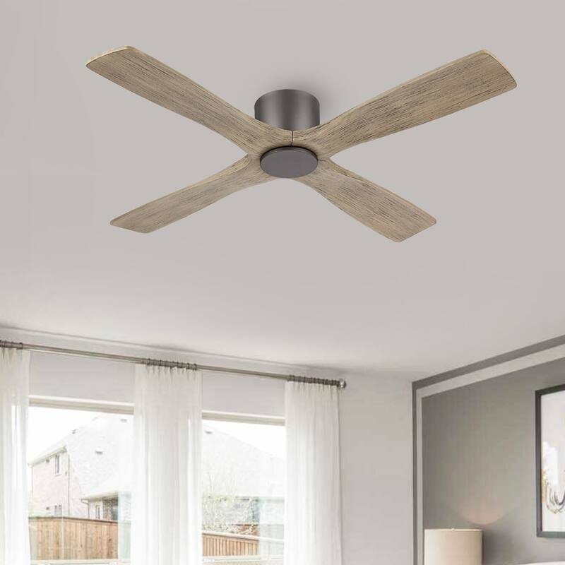 MLiAN 48" 4 Blades Indoor DC Flush Mount Ceiling Fan with Remote