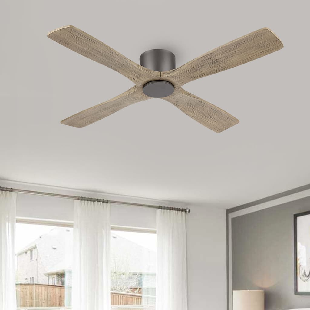 MLiAN 48" 4 Blades Indoor DC Flush Mount Ceiling Fan with Remote