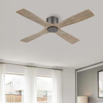 WINGBO 54" DC Flush Mount Ceiling Fan with Remote