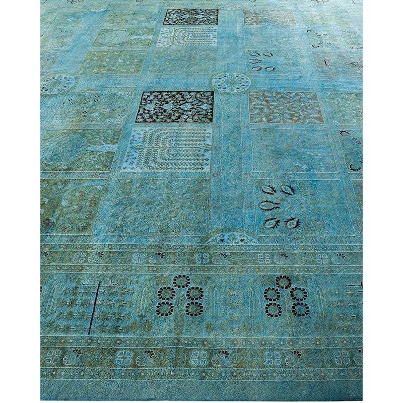 Overdyed, One-of-a-Kind Hand-Knotted Area Rug - Blue - 10' 1" x 19' 6"