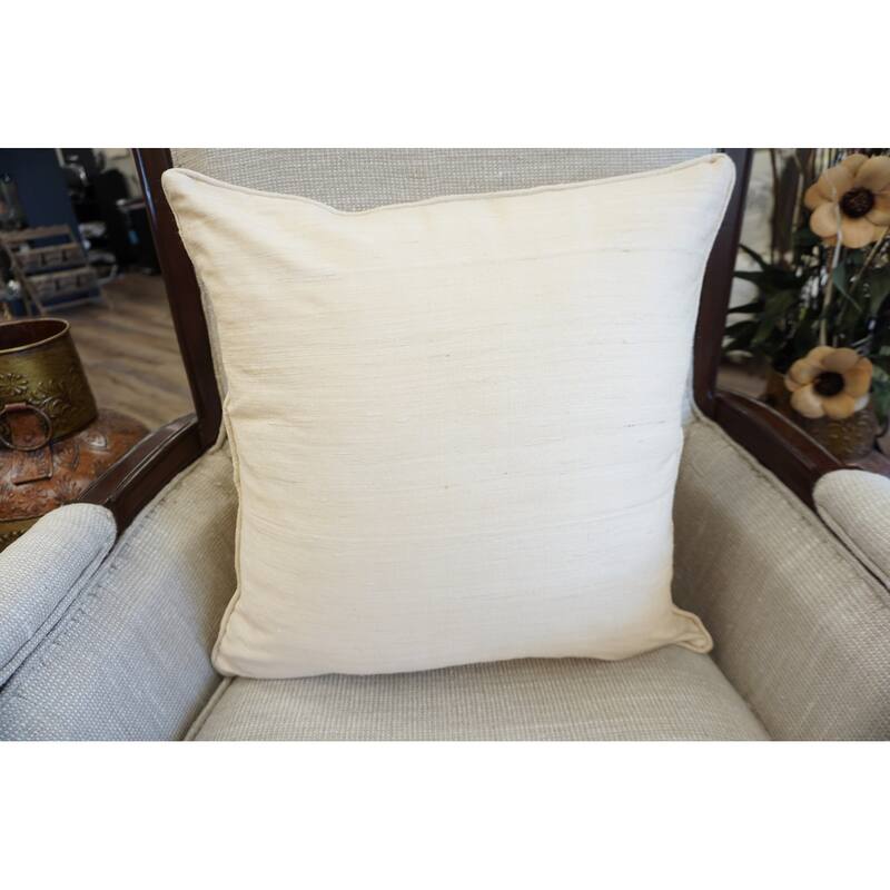 Home&Manor Raw Silk Throw Pillow 18" Beige