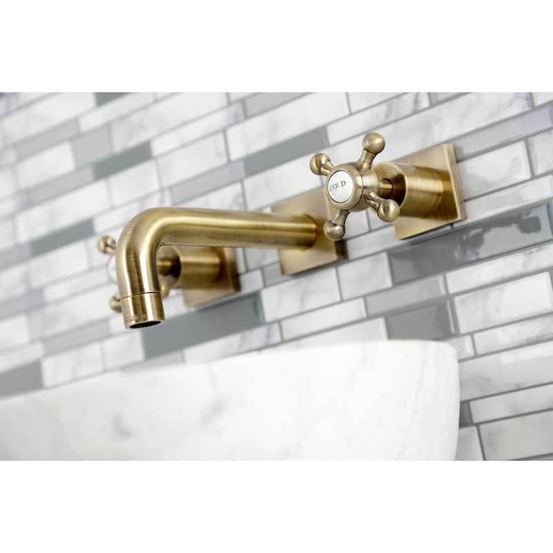Kingston Brass Metropolitan Two-Handle 3-Hole Wall Mount Bathroom Faucet