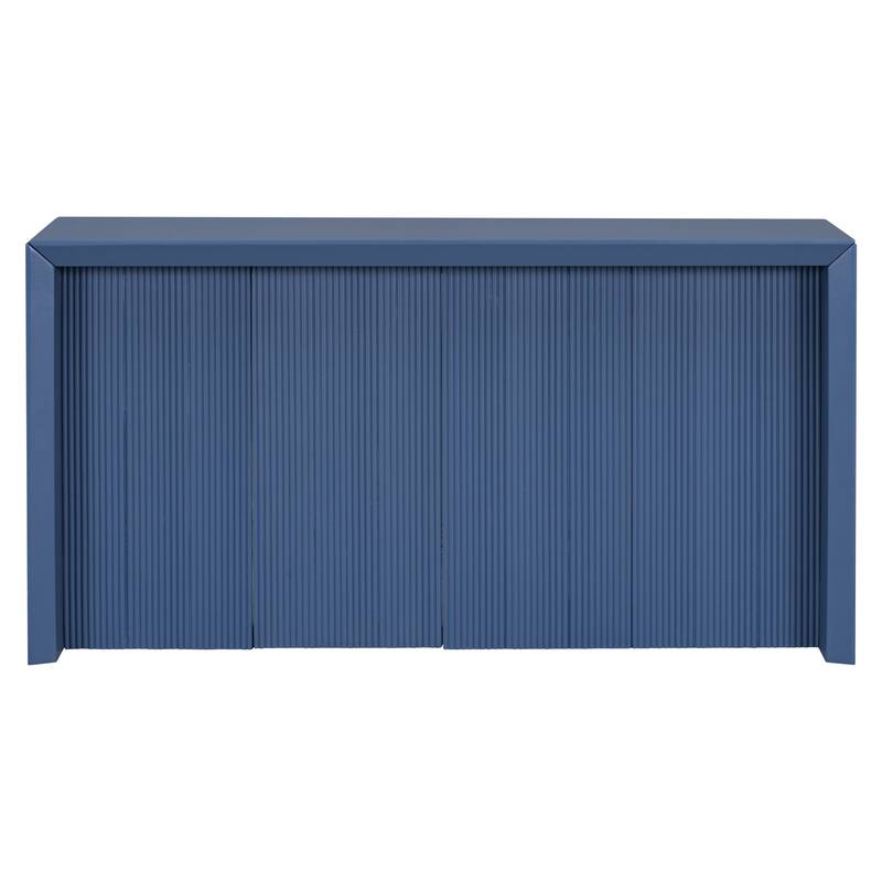 59" Wood Veneer Simple Entryway Table with Wavy Design