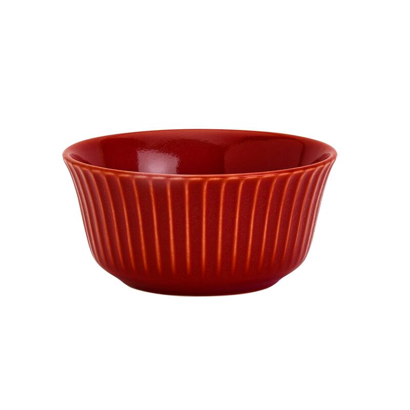 Tabletops Gallery Richmond Collection- 12 Piece Stoneware Embossed Dinnerware Set in Red
