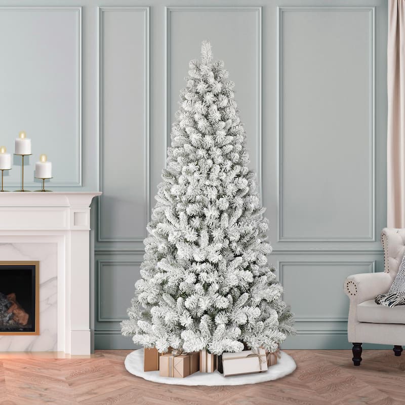 Puleo International 6.5 ft. Unlit Flocked Virginia Pine Tree