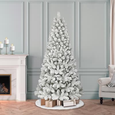 Puleo International 6.5 ft. Unlit Flocked Virginia Pine Tree