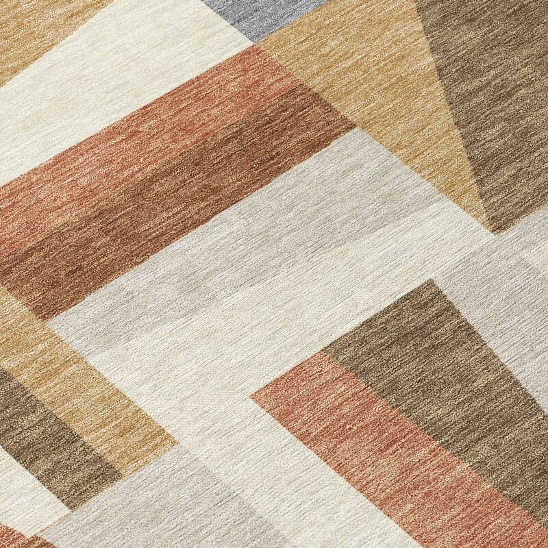 Machine Washable Indoor/ Outdoor Contemporry Mosaic Chantille Rug