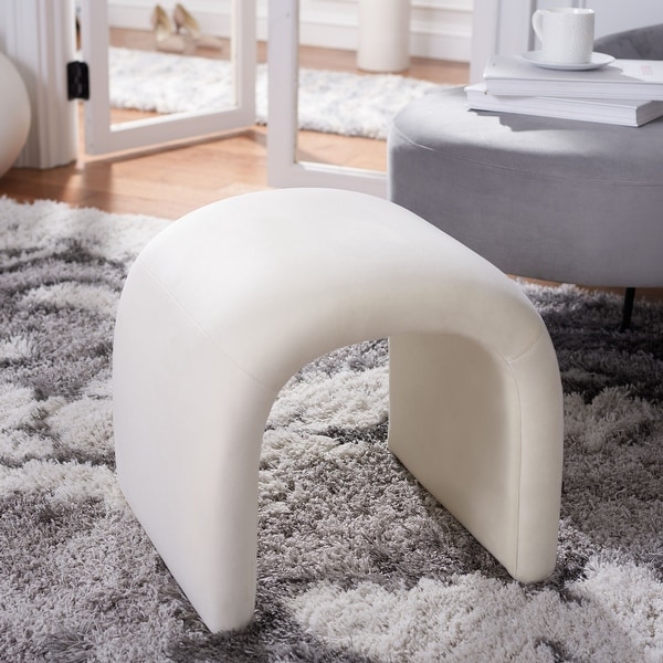 SAFAVIEH Kibo Curved Waterfall Velvet Ottoman