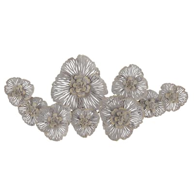 Metal Floral Wall Decor - Gray - Roche River Decor