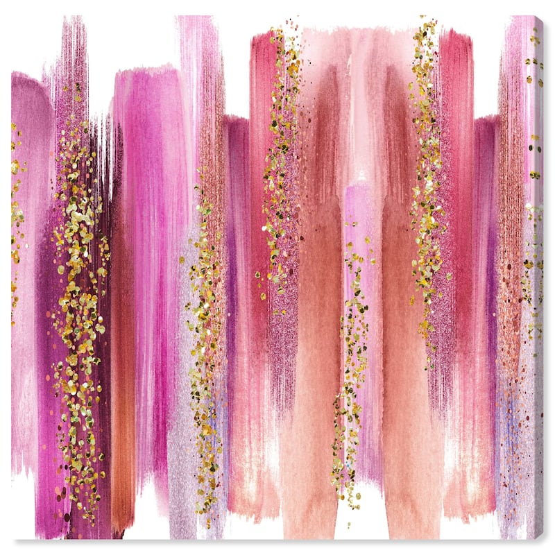 Wynwood Studio Canvas Abstract Inspiring Pink Swatches Pink and Metallic Gold Glam Wall Art Canvas Print