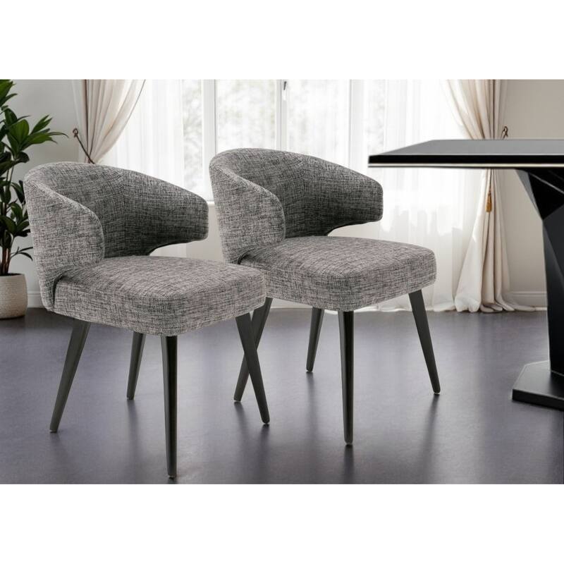 HomeRoots Gray And Black Upholstered Fabric Wing Back Dining Arm Chair - Single