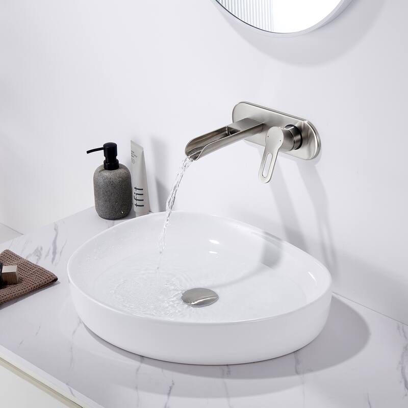 Luxier Vivid Fall 1-Handle Wall Mounted Bathroom Faucet with Valve