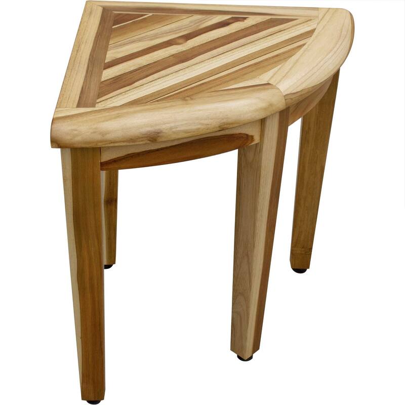HomeRoots 23" Natural Teak Corner Shower Bench