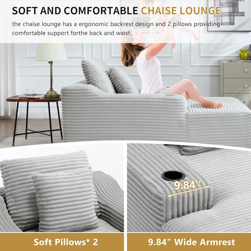 67" Chaise Lounge Chair 9.9'' Wide Armrest Indoor Corduroy Oversized Sleeper Sofa