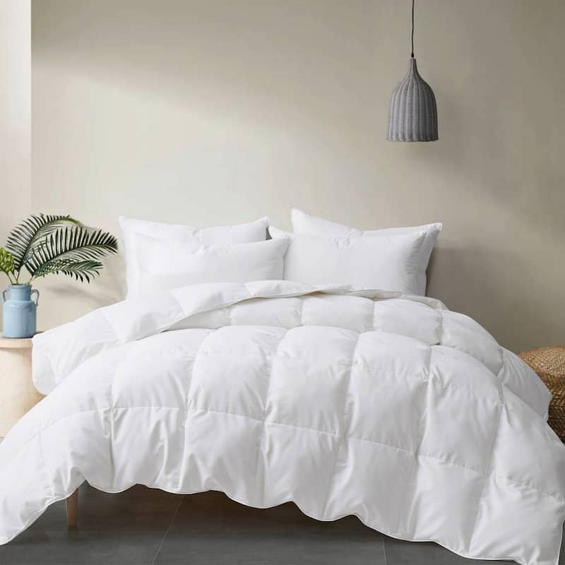 All Season Soft Microfiber White Goose Feather Fiber Comforter - Twin