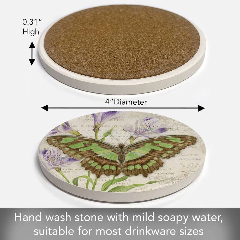 CounterArt Malachite Absorbent Stone Tumbled Tile Coaster Set of 4 Made in The USA Protective Cork Backing