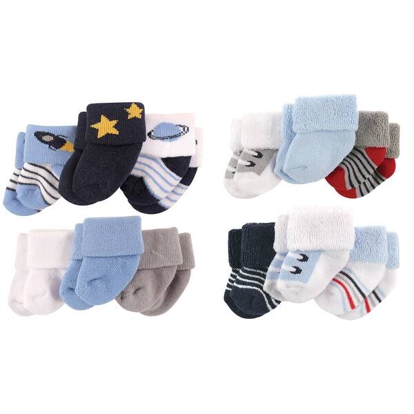 slide 1 of 1, Luvable Friends Infant Boy Cotton Terry Socks, 12-Piece, Space Blue Gray, 0-3 Months - Space Blue Gray 0-3 Months - Space Blue Gray