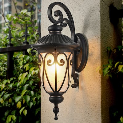 Classic Outdoor Wall Lantern, with Bubble Glass, Weatherproof Exterior Light Fixture for Porch, Patio, and Entryway