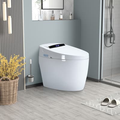Smart Toilets with Heated Bidet Seat.Portable toilet with bidet built.Intelligent Toilet Auto Open/Close Seat - White