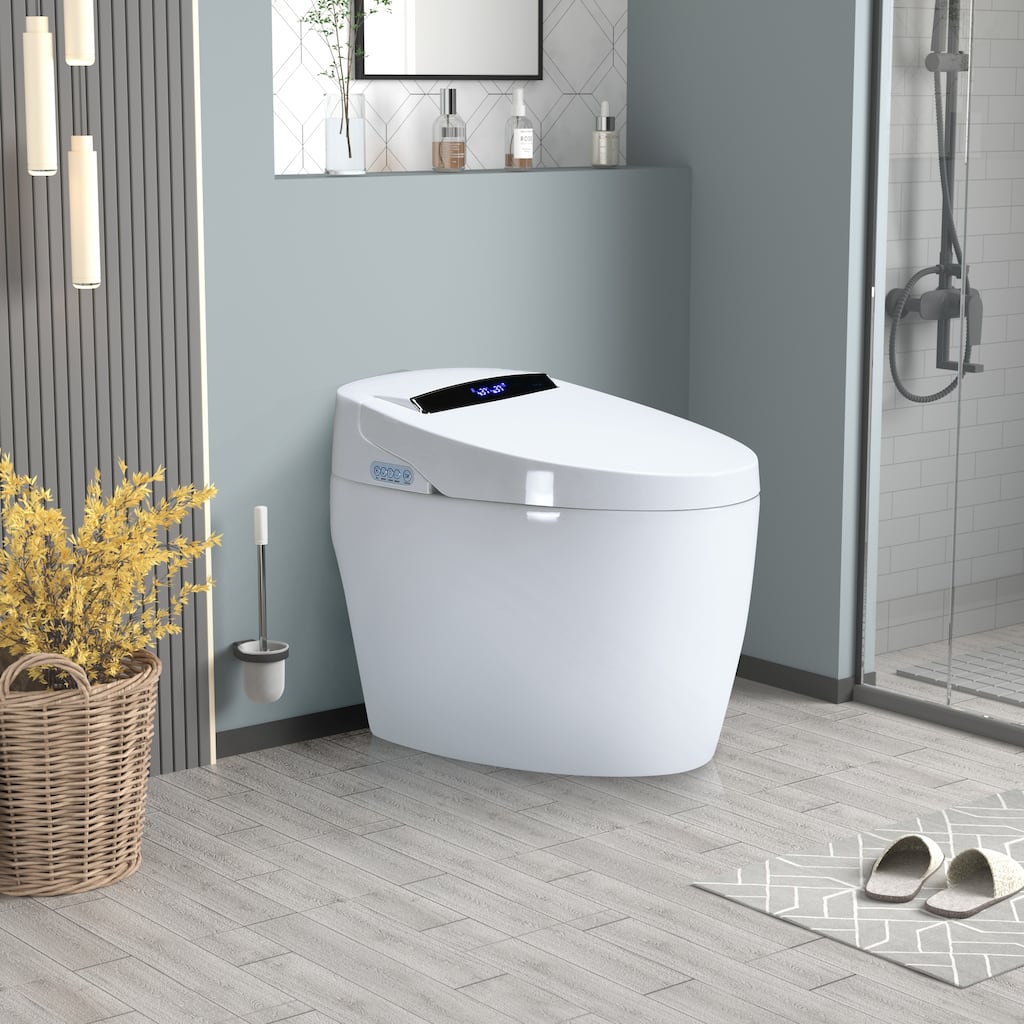 Smart Toilets with Heated Bidet Seat.Portable toilet with bidet built.Intelligent Toilet Auto Open/Close Seat - White
