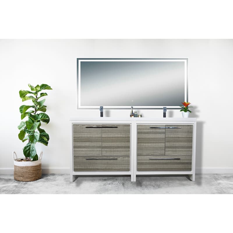 Dolce 72 Freestanding Bath Vanity with Dual Basin Reinforced Acrylic Top