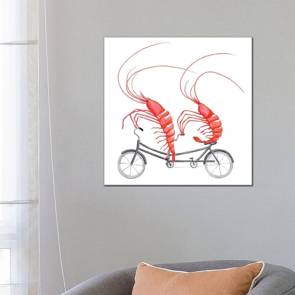 iCanvas "Shrimps On Bike" by Amelie Legault Canvas Print
