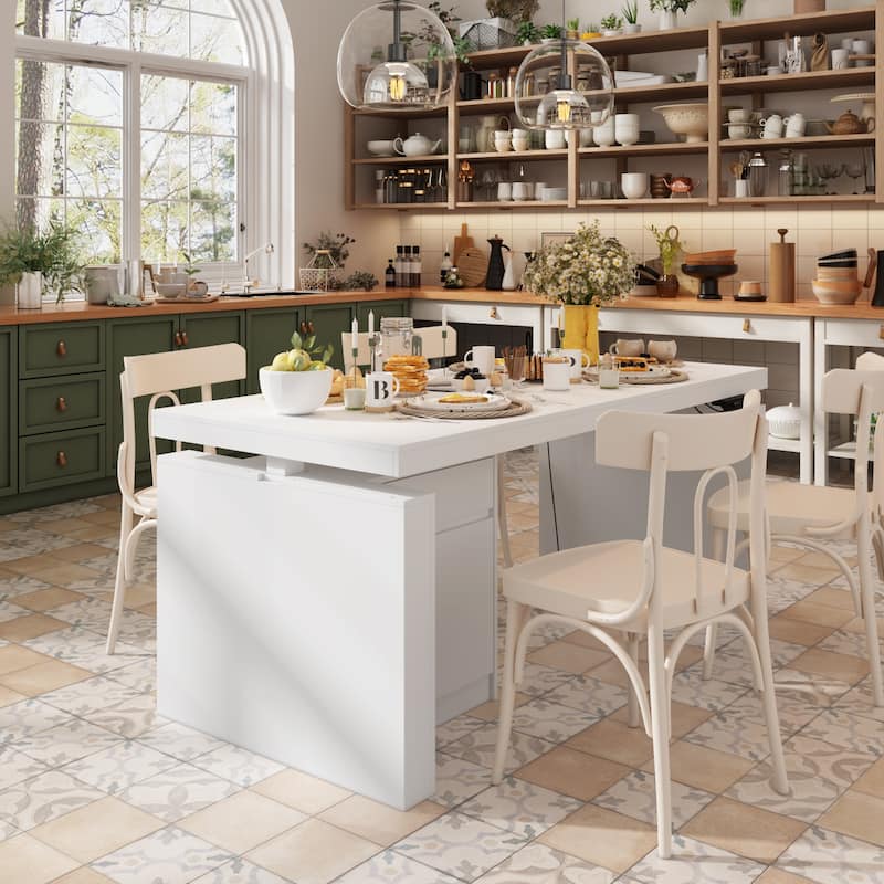 70.9"W Dining Table White Adjustable Workstation Modern Office Desk