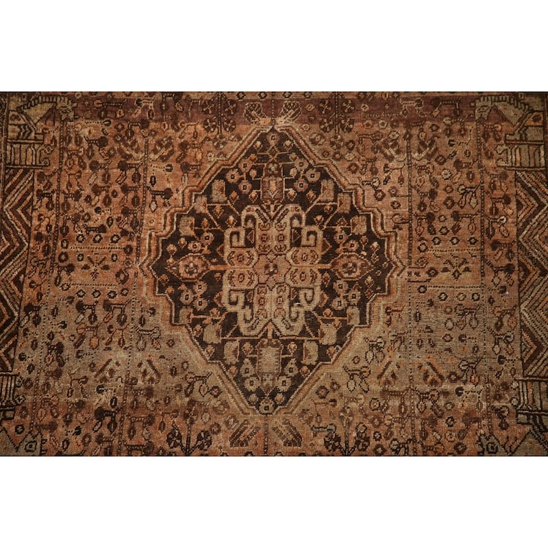 Qashqai Persian Antique Rug Hand-Knotted Vegetable Dye Wool Carpet - 4'8"x 7'9"