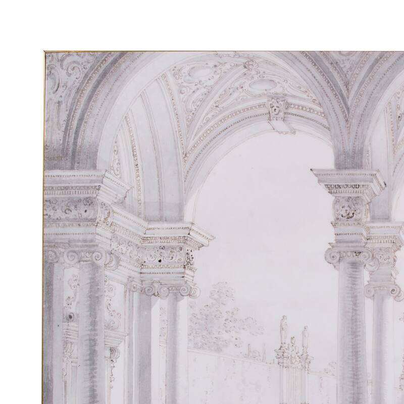 47 x 59 Decorative Wall Art, Rectangular, Historical Architecture, Gray