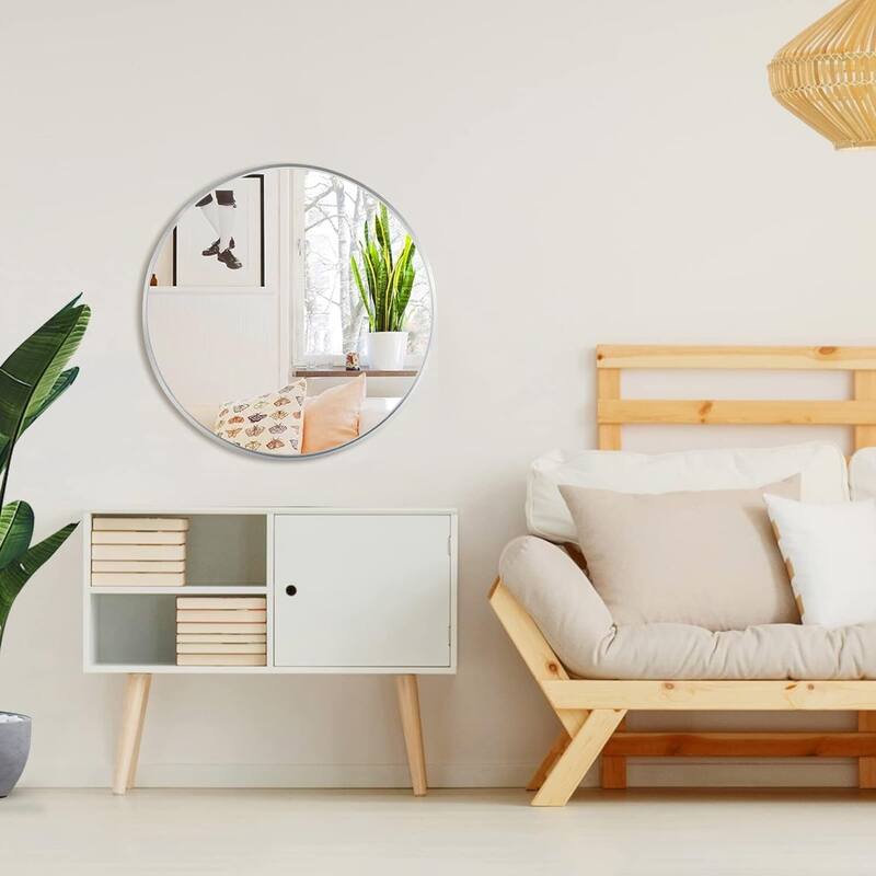 Round Wall Mirror Circle Bathroom Mirror Metal Frame for Bathroom Entryway Bedroom Living Room Wall Mounted Modern Rustic Decor