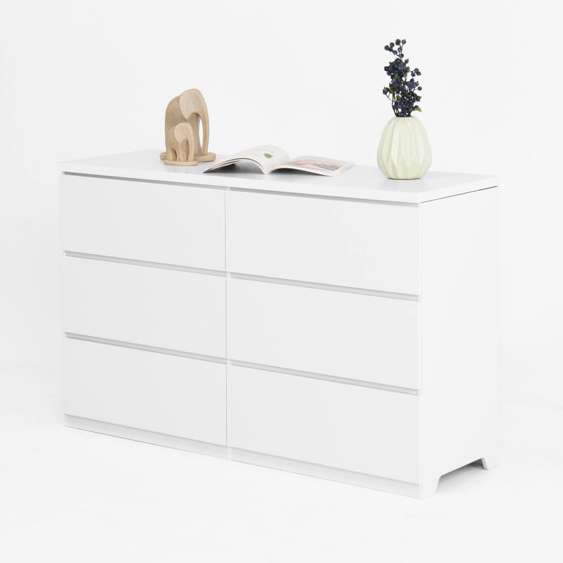 6 Drawer Dresser, Multi-Functional Wooden Storage Cabinet, Clothes Organizer with 6 Drawers for Bedroom, Hallway