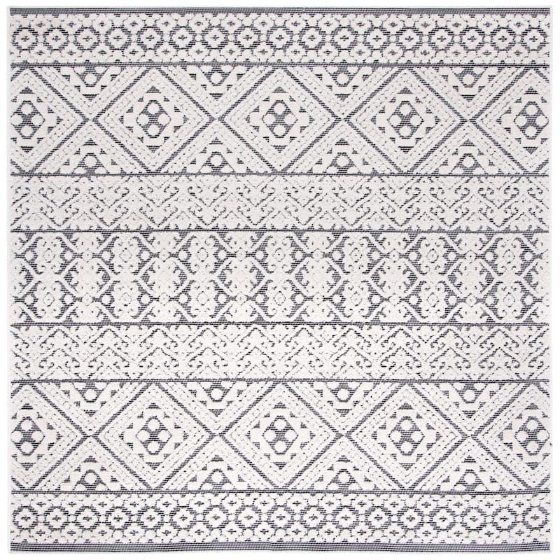 SAFAVIEH Cabana Ioana Indoor/ Outdoor Waterproof Patio Rug - 6'7" Square - Ivory/Grey