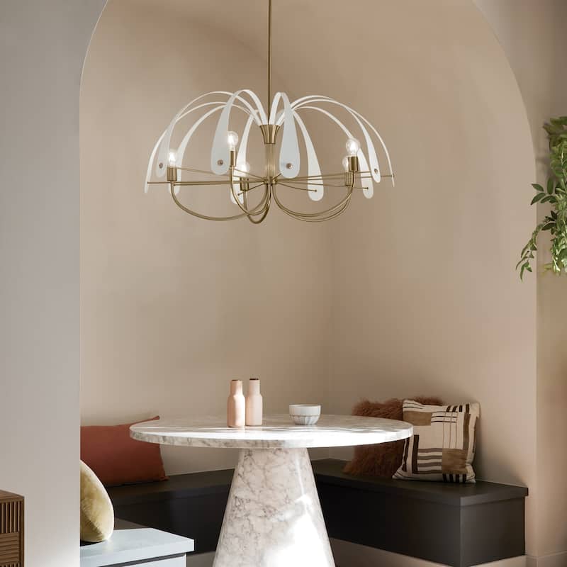 Kichler Lighting Petal 42.5 in. 5-Light Champagne Bronze with Black or White Accent Chandelier