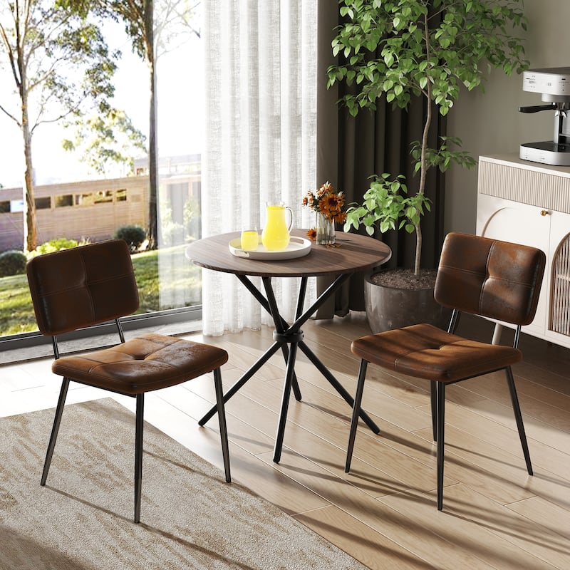 Homy Casa 30" Round Bistro Table with Wood Grain Top and Cross Metal Legs for Dining or Café Use