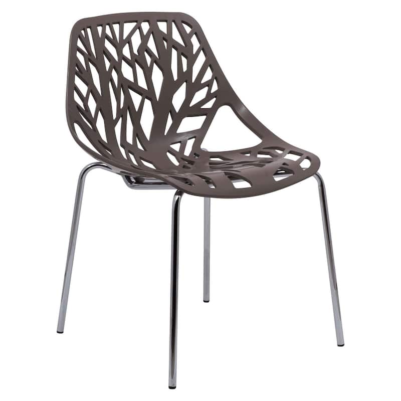 Asbury Stackable Dining Chair with Chrome Legs Side Chair with Modern Cut-Out Design Backrest
