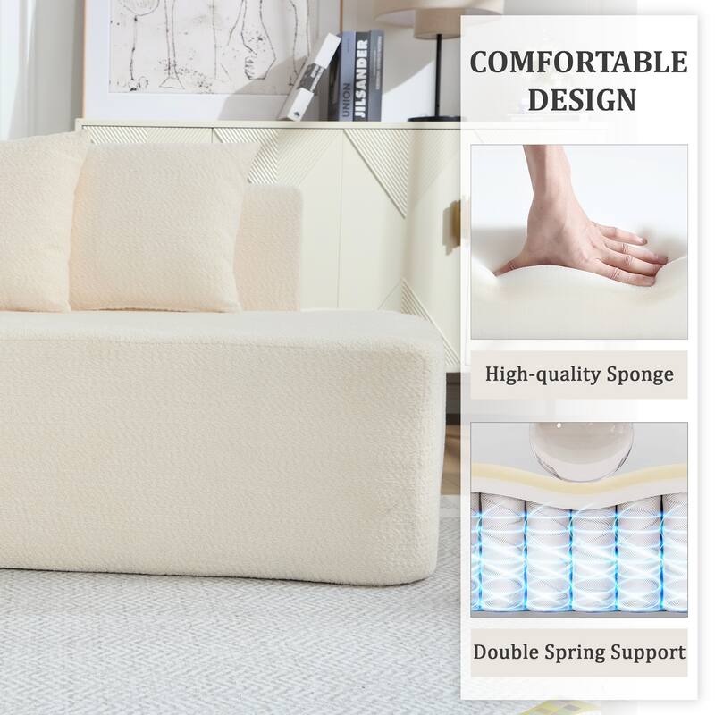 Irregular L-Shaped Modular Sectional Sofa with Chaise Lounge, Comfy Corduroy Deep Seat Cloud Couch, 3 Seat Sofa with 5 Pillows