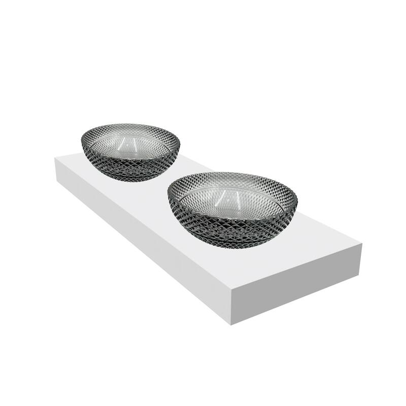 Jewel 16" Round Decorative Crystal Vessel Sinks With White Base