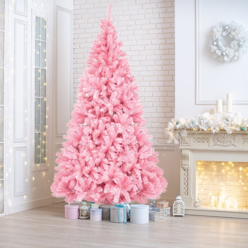 6ft PVC Pink Christmas Tree 1600 Branches - N/A - 6 Foot