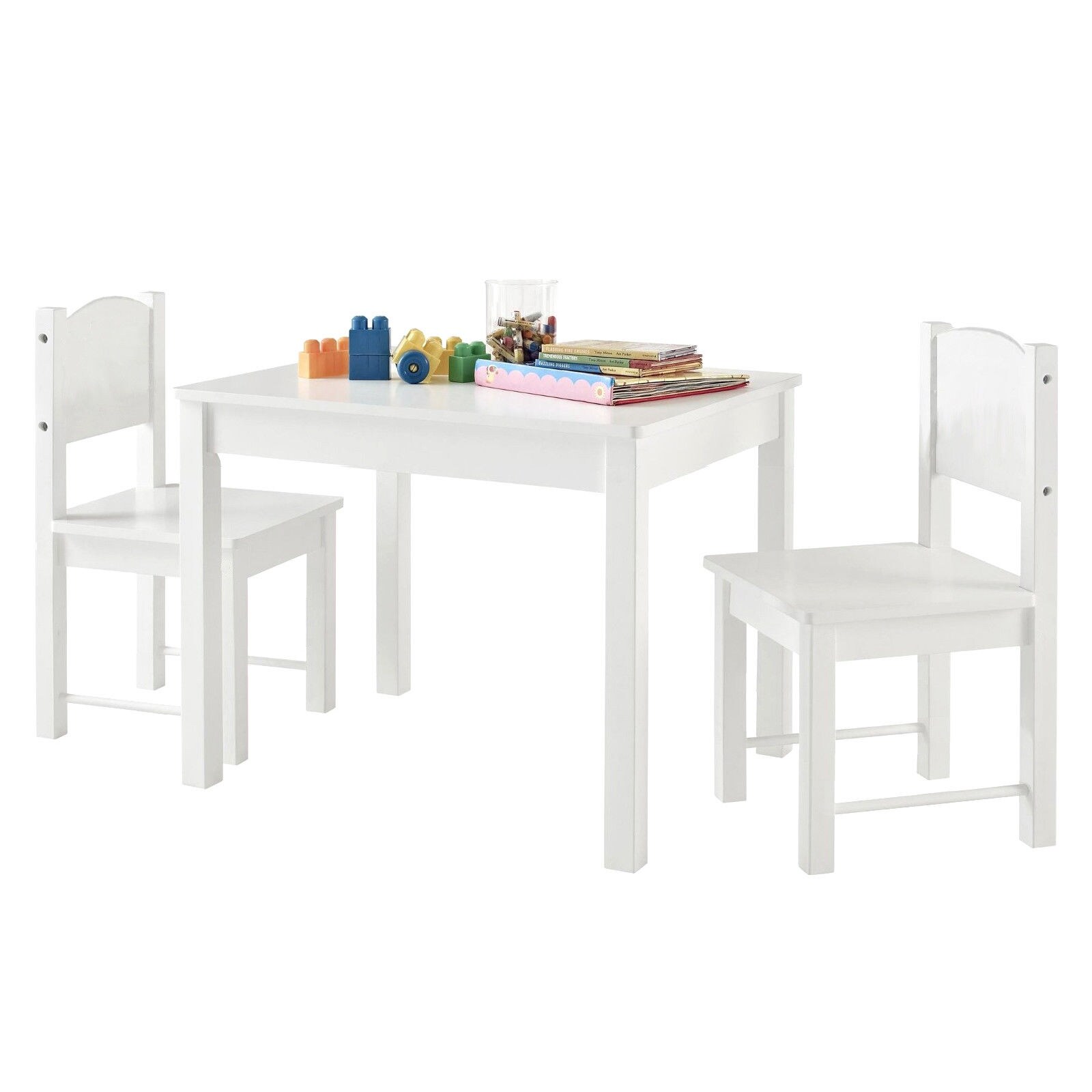 childs white table and chair set