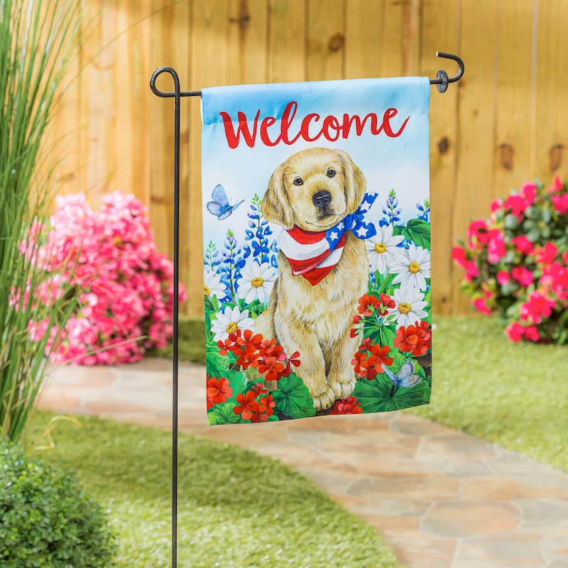 12.5 in. x 18 in. Dog with Patriotic Bandana Garden Suede Flag