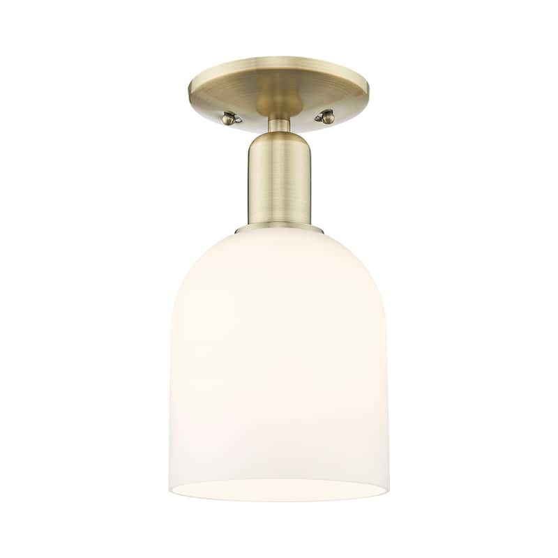 Innovations Lighting 716-1C-11-6 Bella Semi-Flush Bella 6" Wide - Antique Brass / White