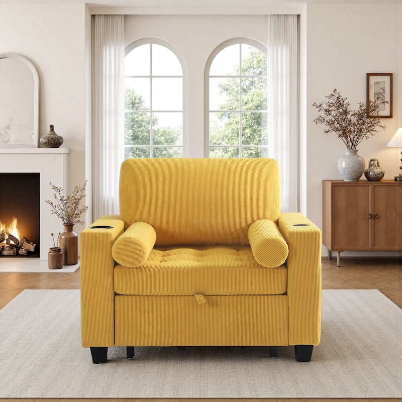 3-in-1 Pull-Out Sleeper Chair Bed Convertible Adjustable Lounge