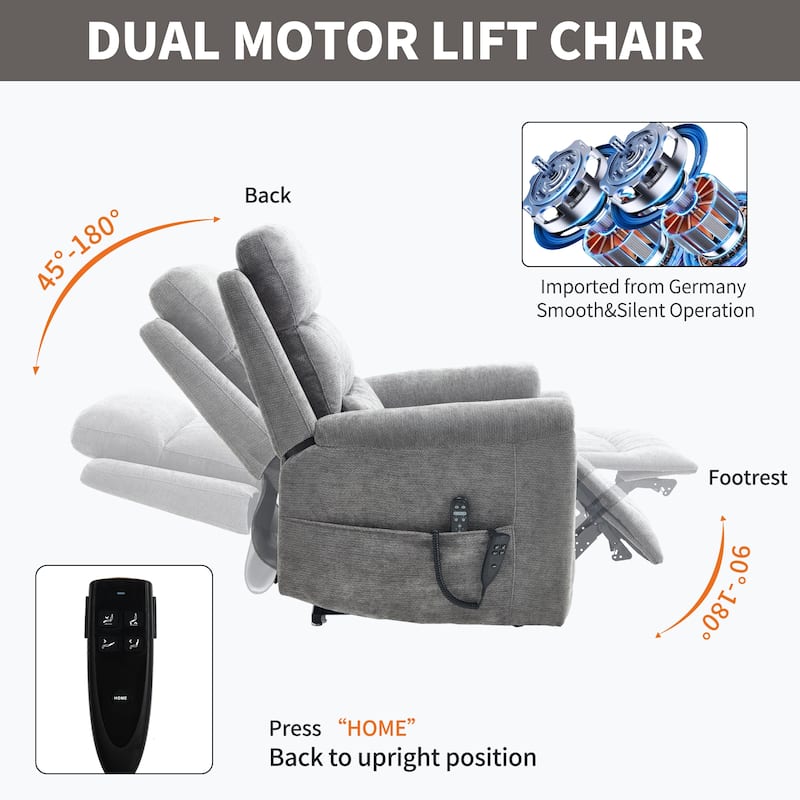 350 Lbs Leatherair Power Lift Recliner Chair,Heavy Duty Motion Mechanism With 8-Point Vibration Massage And Lumbar Heating