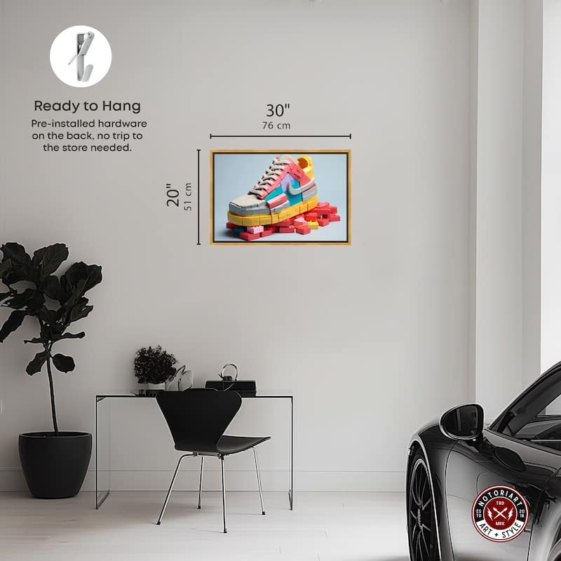 Notoriart Toy Sneaker Pastel Framed Sneaker 1 Piece Canvas Wall Art