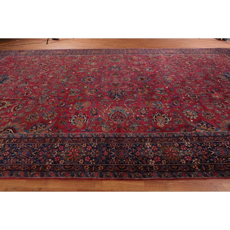 Pre-1900 Antique Kerman Ravar Persian Rug Hand-Knotted Wool Carpet - 11'10"x 21'2"