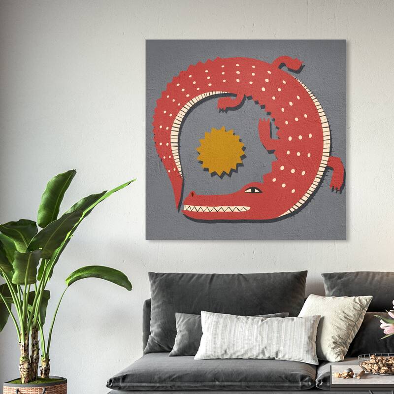 Wynwood Studio Canvas Animals Solar Guardian Orange and Dark Orange Modern & Contemporary Wall Art Canvas Print - 40 x 40