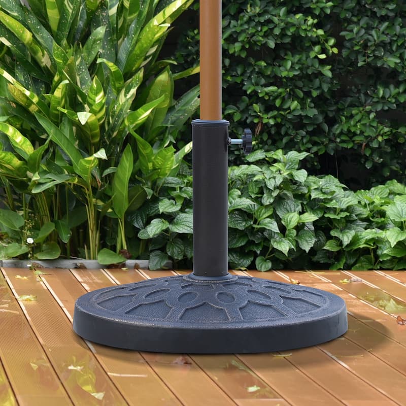 Outsunny Round Bronzed Cast Stone Umbrella Base Holder - N/A