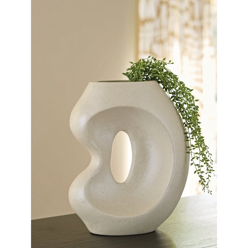 Signature Design by Ashley Odion Beige Vase - 10.25" W x 5.5" D x 11.75" H