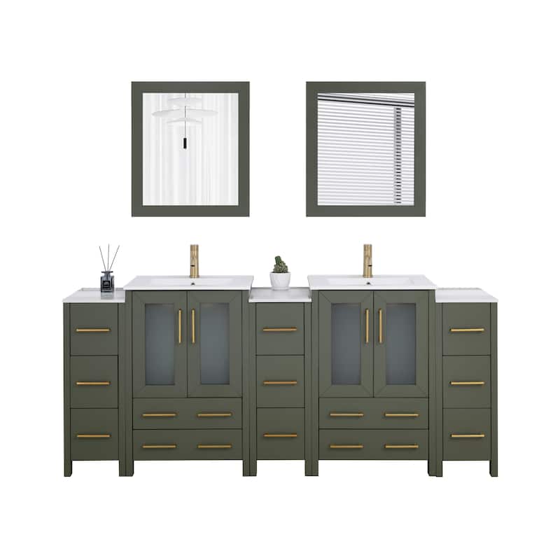 Vanity Art 84-Inch Double Sink Bathroom Vanity Set with Top and Free Mirrors - 84 X 18.1 X 35.8